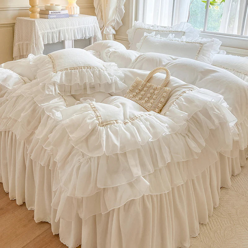 Fairy Lace Velvet Ruffle Bedding Set