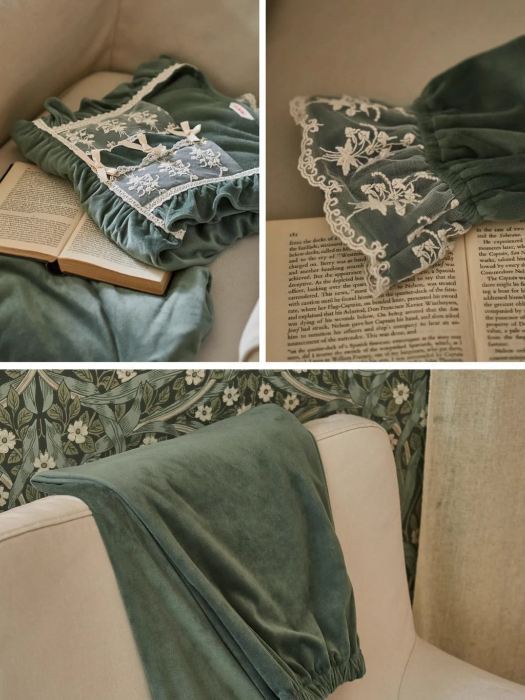 Velvet Garden Lace Pajama Set