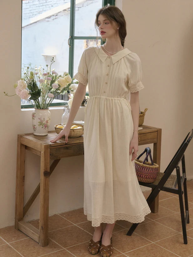 Heavenly Garden Retro Embroidery Linen Dress