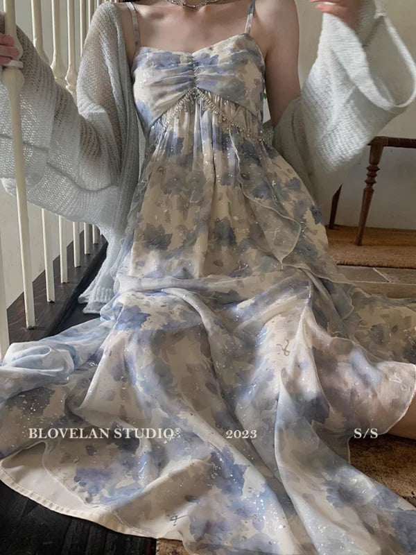 Enchanted Fairy Meadow Blue Dress