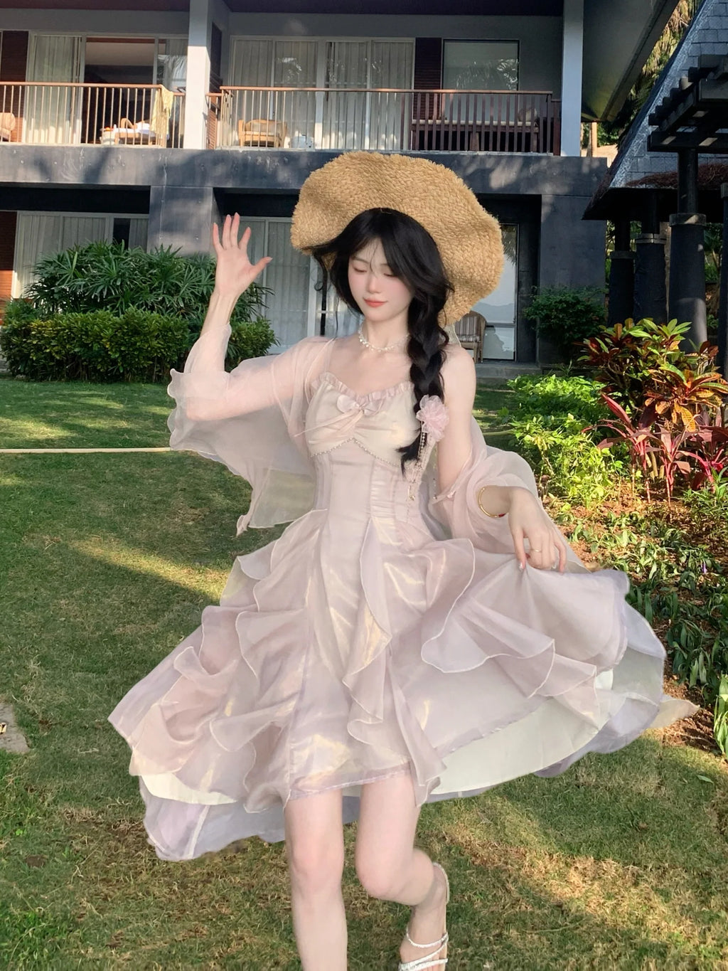 Enchanted Petal Ruffle Dress