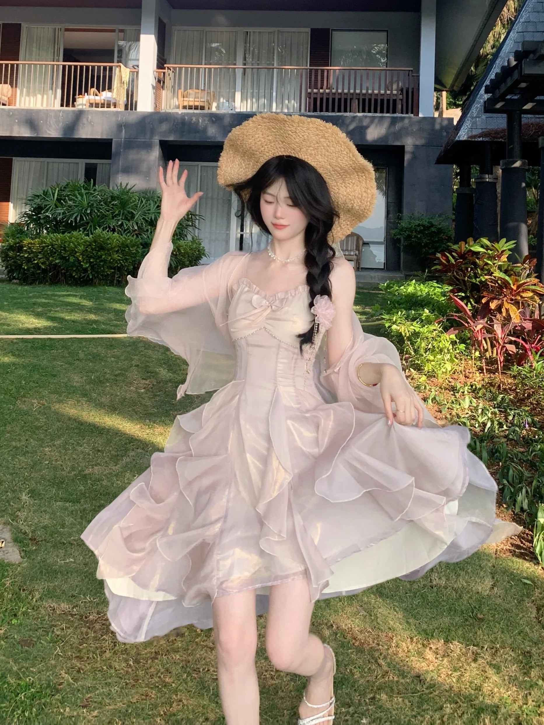 Enchanted Petal Ruffle Dress