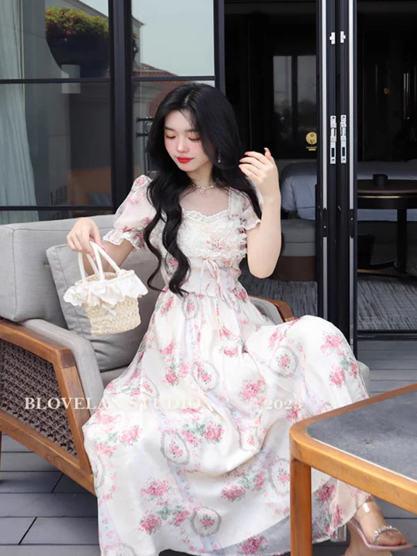 Floral Elegance Frill Dress