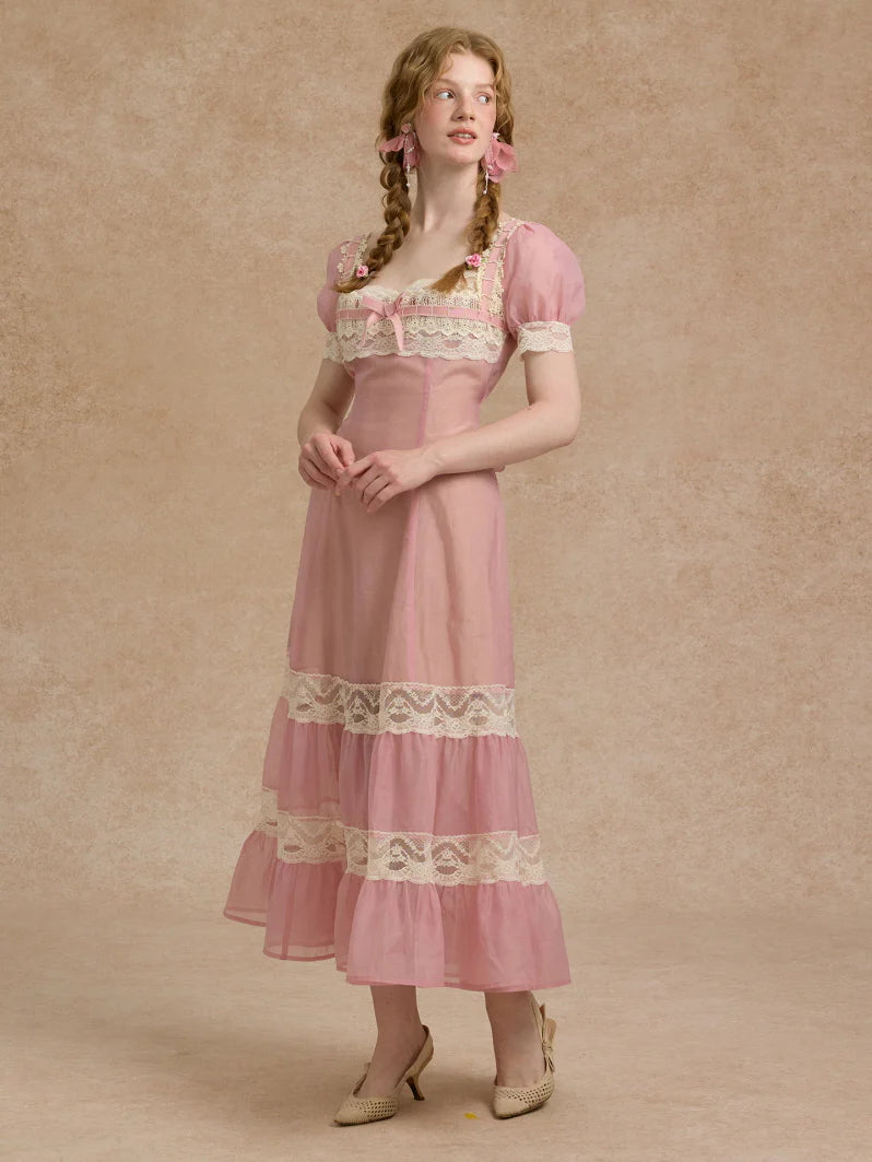Blush Lace Ribbon Fairytale Dress