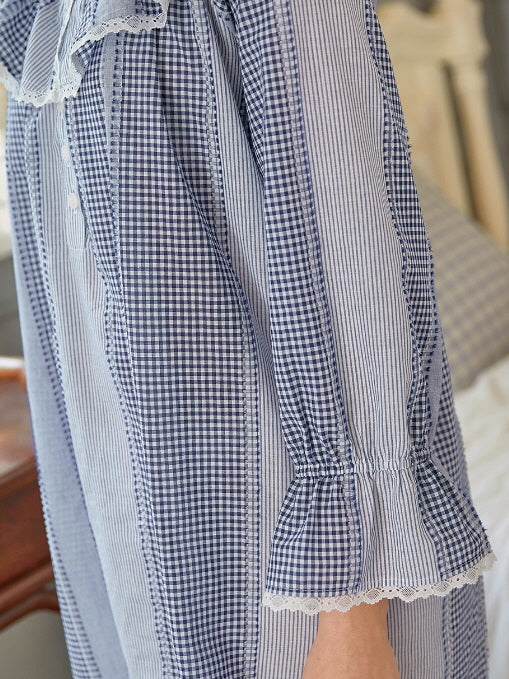 Blue Gingham Cotton Nightgown