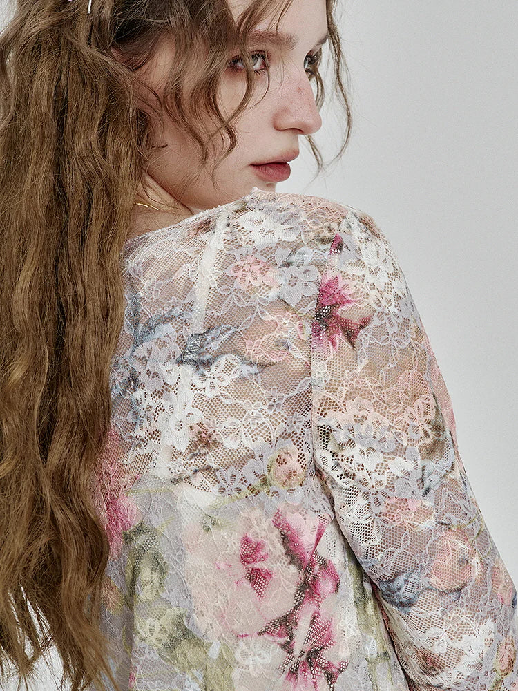 Ethereal Bloom Sheer Lace Top