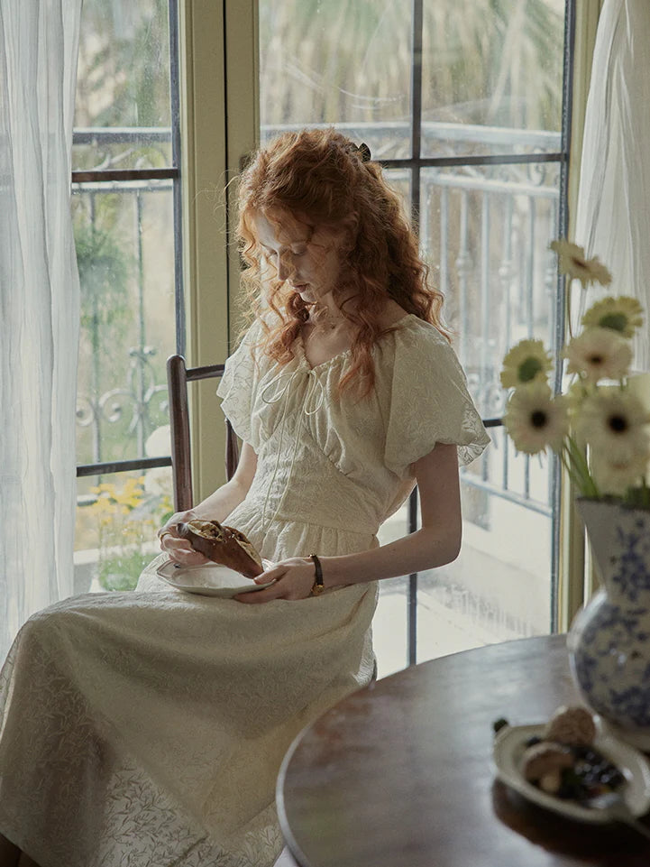 Enchanted Embroidered Puff Sleeve Dress