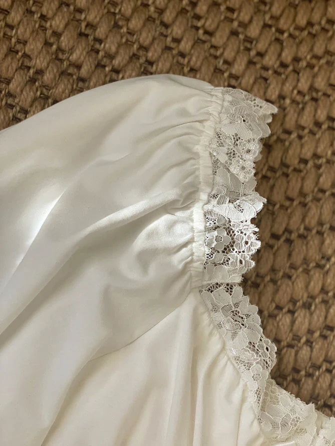 Vintage Lace-Trimmed Cotton Nightgown