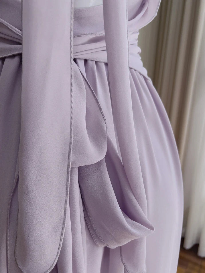 Lilac Rose Ruffle Chiffon Dress