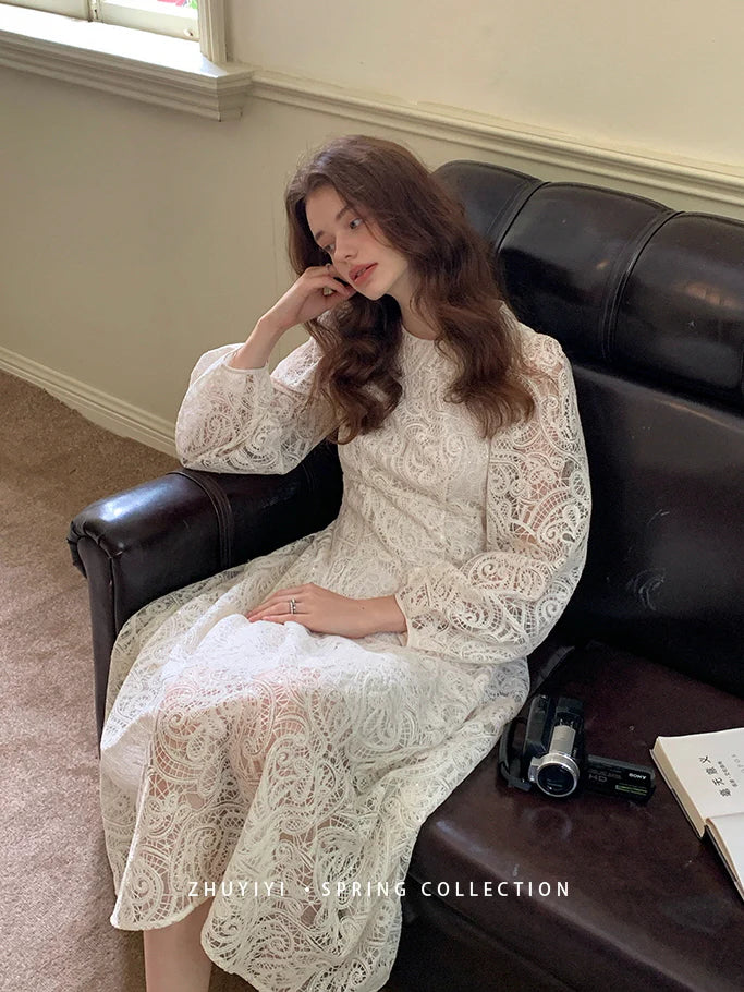 Vintage White Lace Elegance Dress