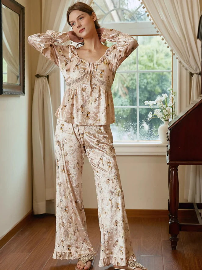 Dreamy Floral Velvet Loungewear Set