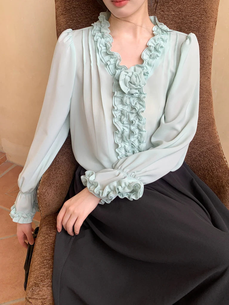 Romantic Ruffle Rose Blouse