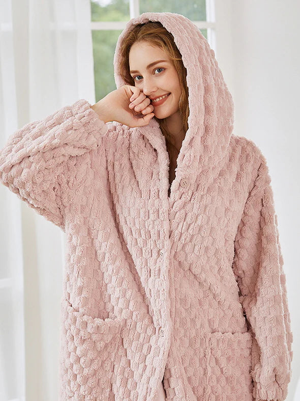 Plush Bear Ear Hooded Robe