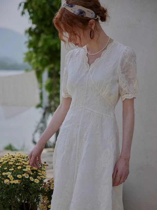 Romantic Garden Lace Embroidered Dress