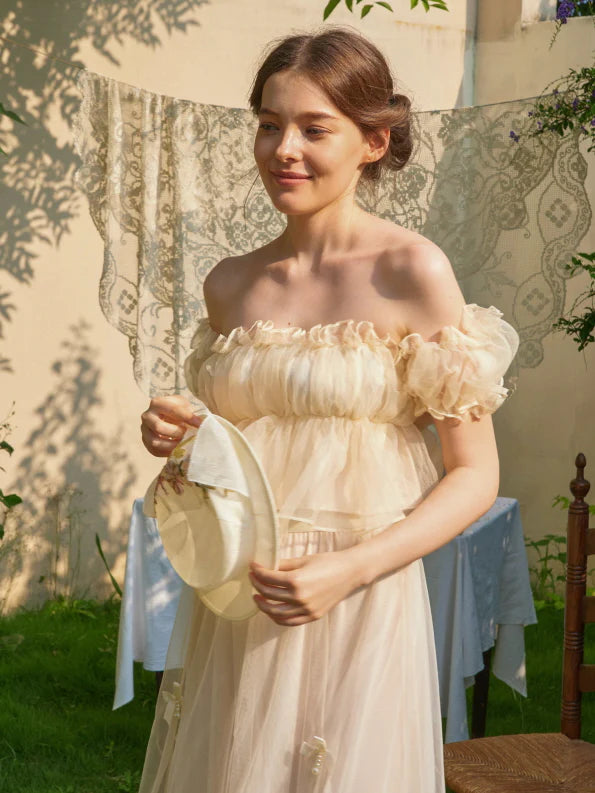 Whipped Cream Ruffle Sheer Top