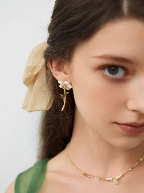 Drop Glaze Flower Earrings