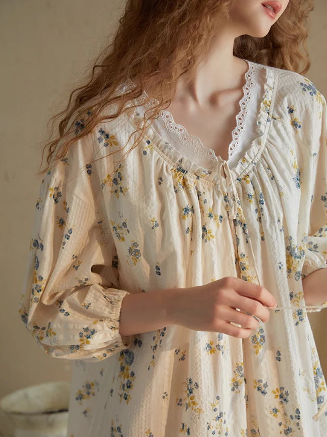 Blossom Whisper Vintage Cotton Nightgown