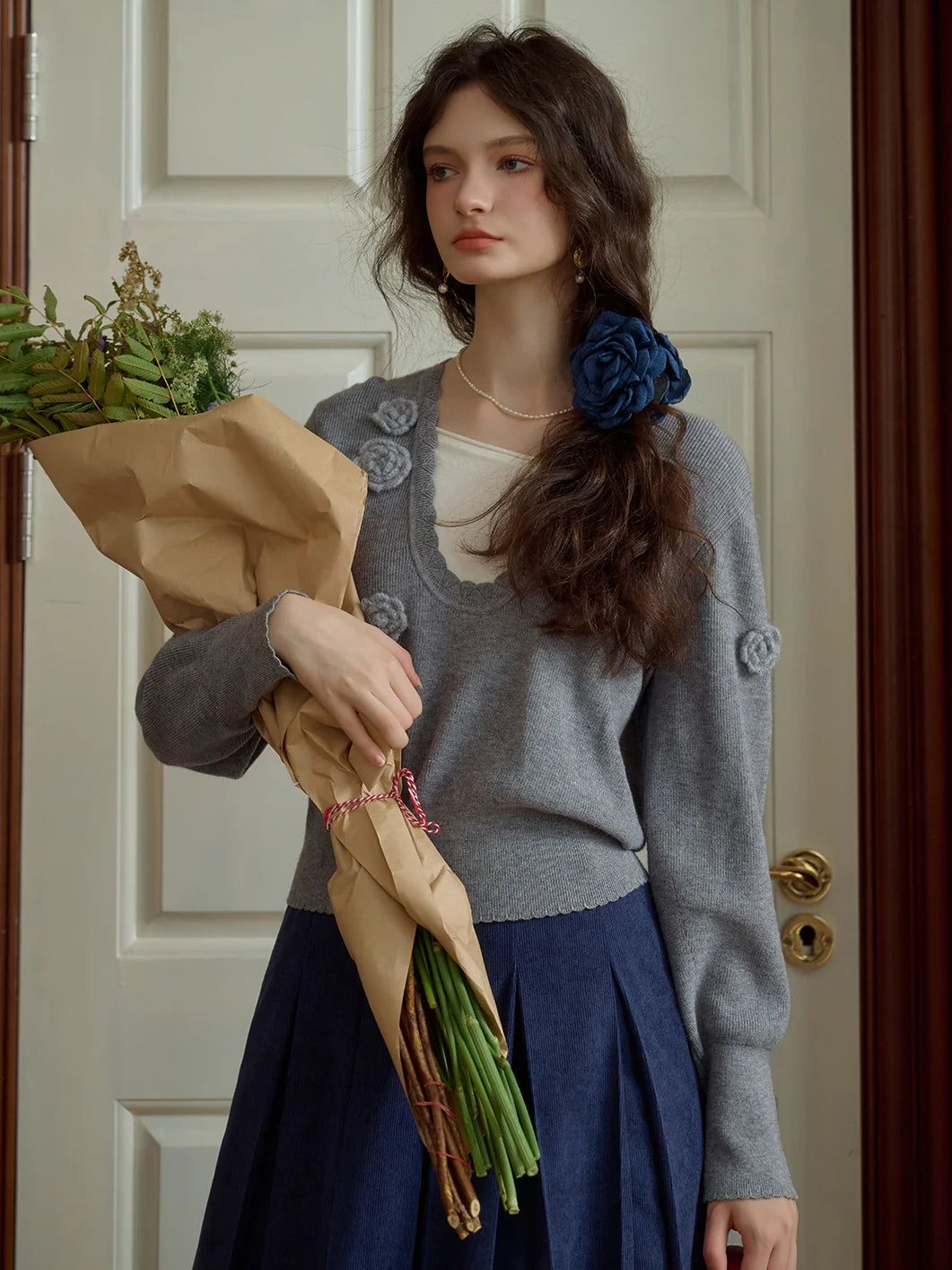 Floral Embellished Knit Cardigan