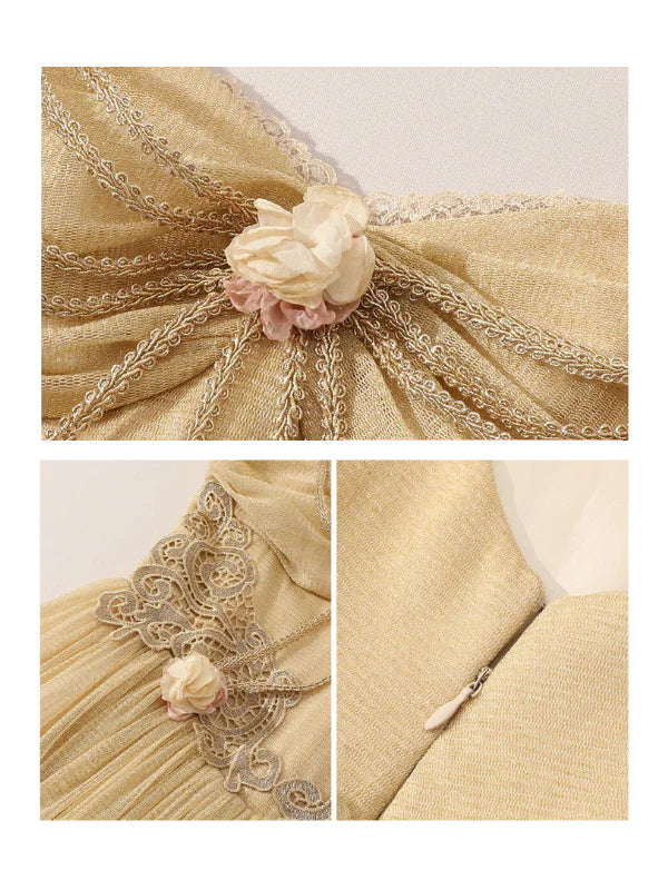 Golden Blossom Corset Dress