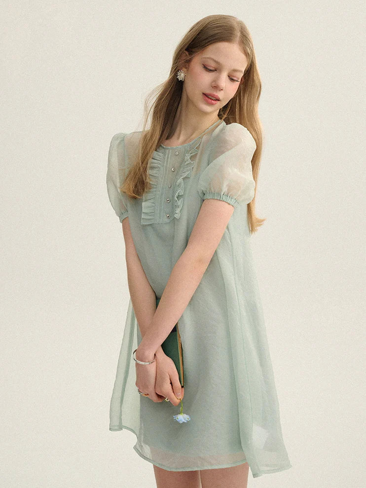 Mint Fairy Puff Sleeve Dress