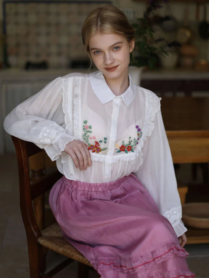 Blooming Petals Embroidered Blouse