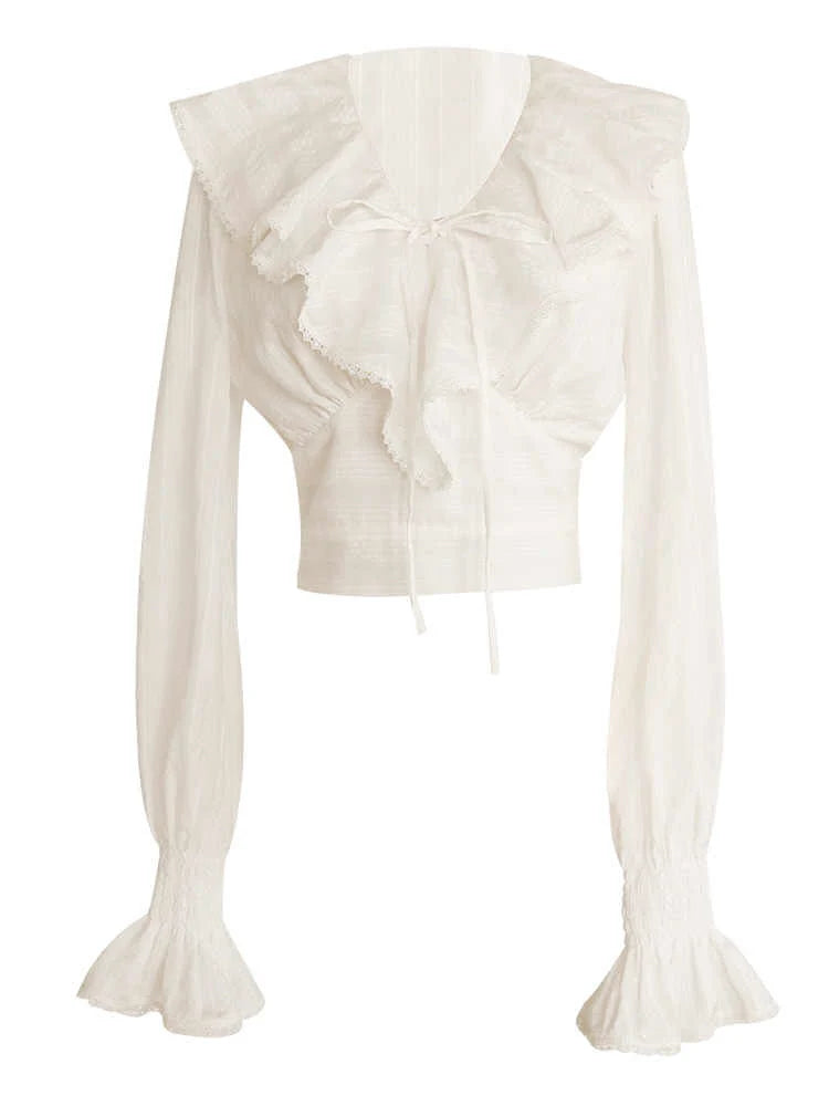 Timeless Elegance Ruffled Cotton Blouse