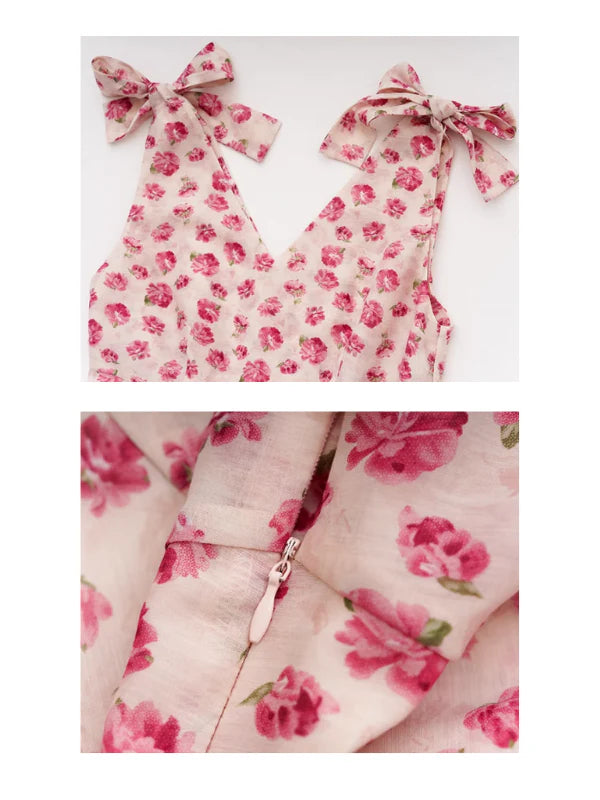 Romantic Rose Garden Ruffled Wrap Dress