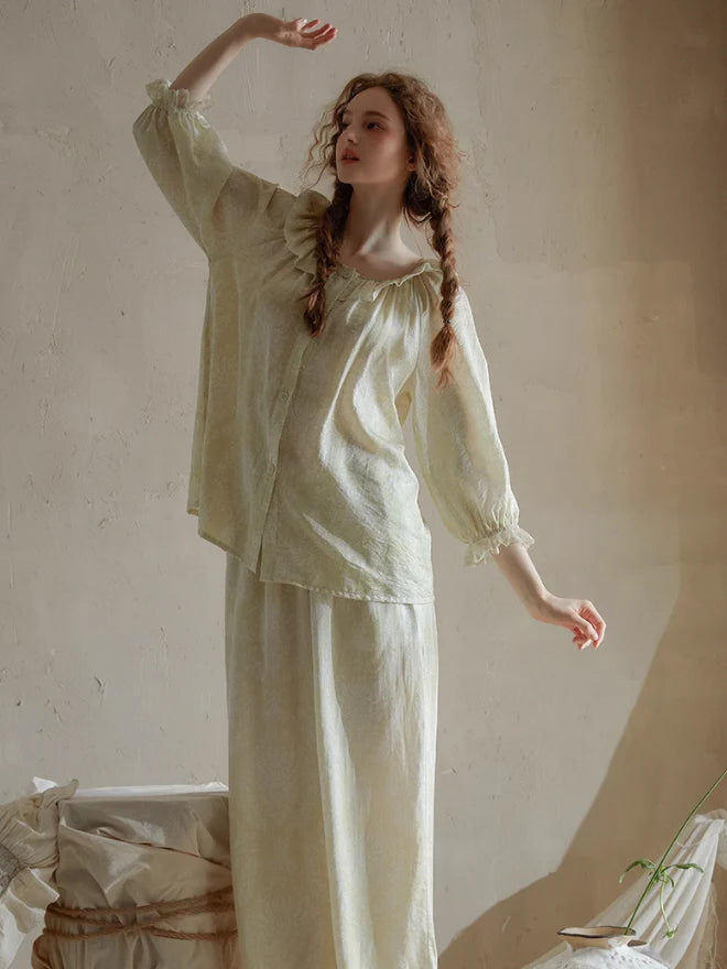 Ethereal Ruffled Floral Nightwear Set