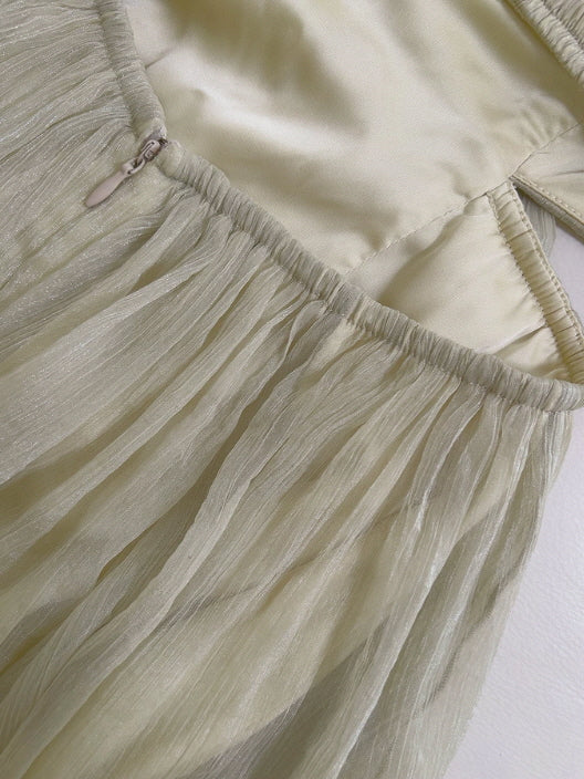 Sage Whisper Ruffle Chiffon Dress