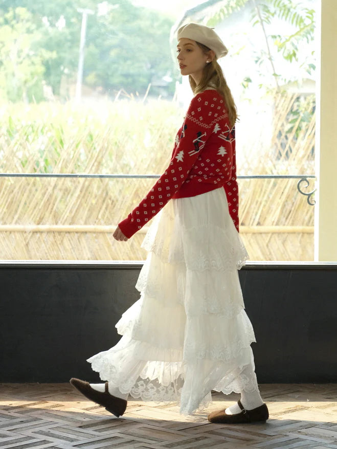 Enchanted Lace Tiered Maxi Skirt