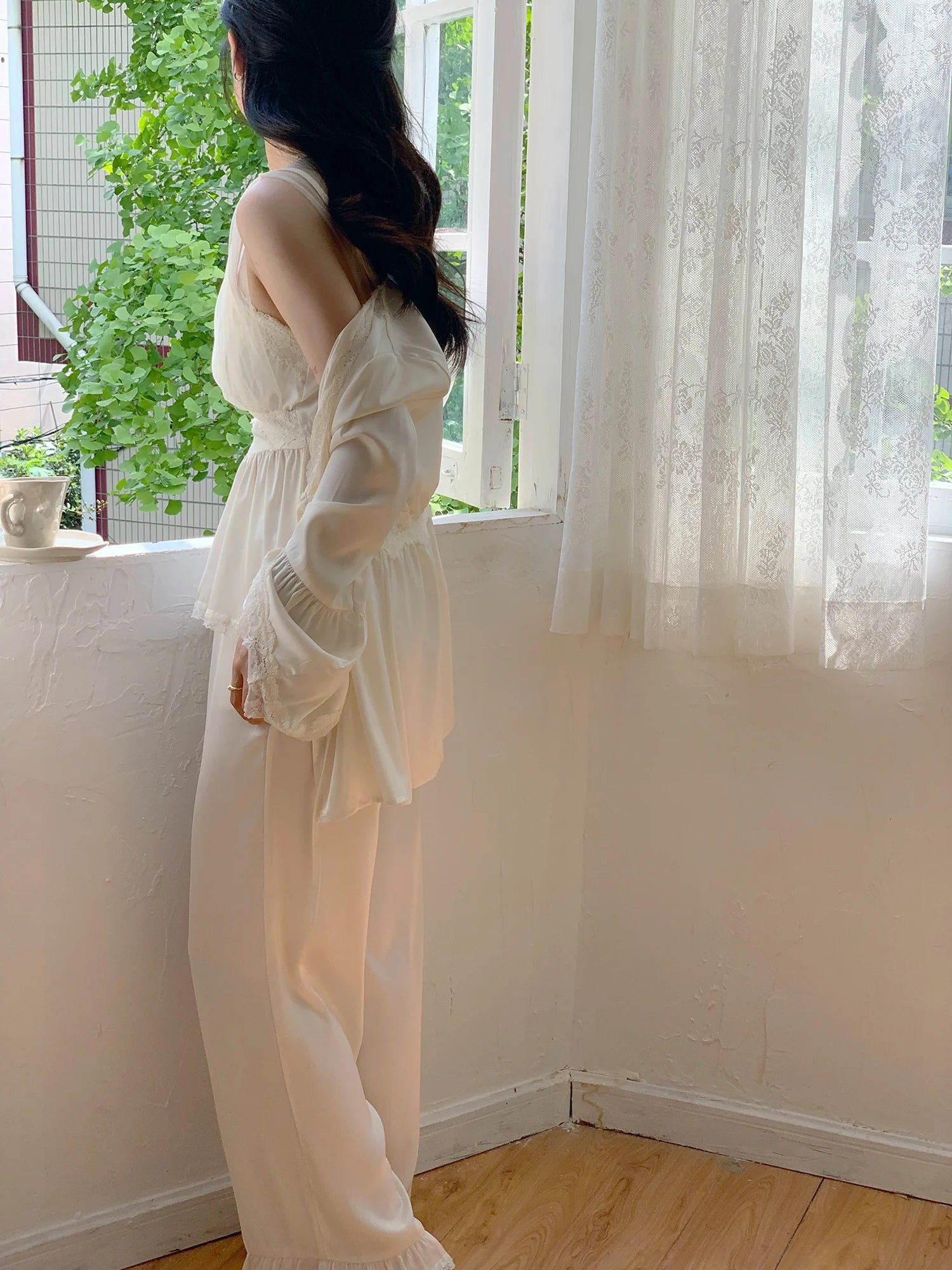 Ethereal Elegance Ivory Loungewear Set