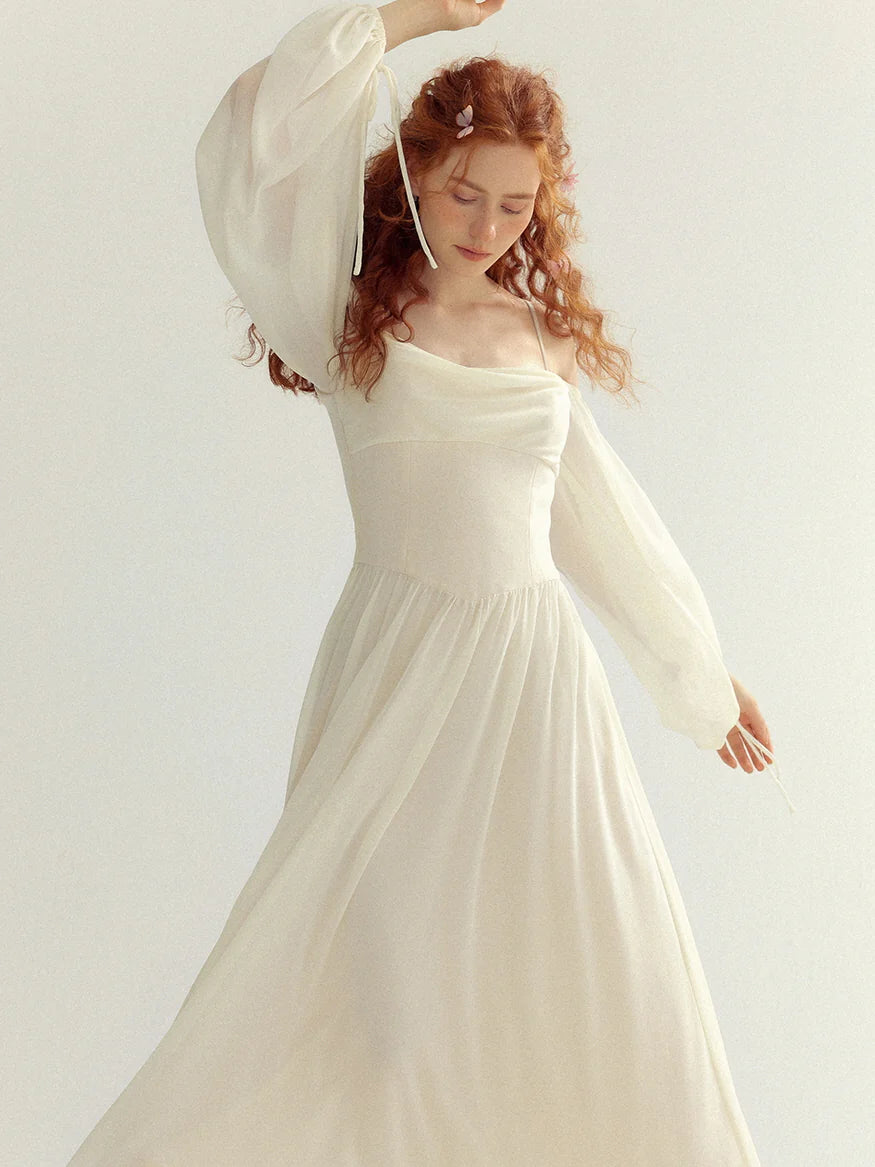 Ethereal Off-Shoulder Chiffon Dress