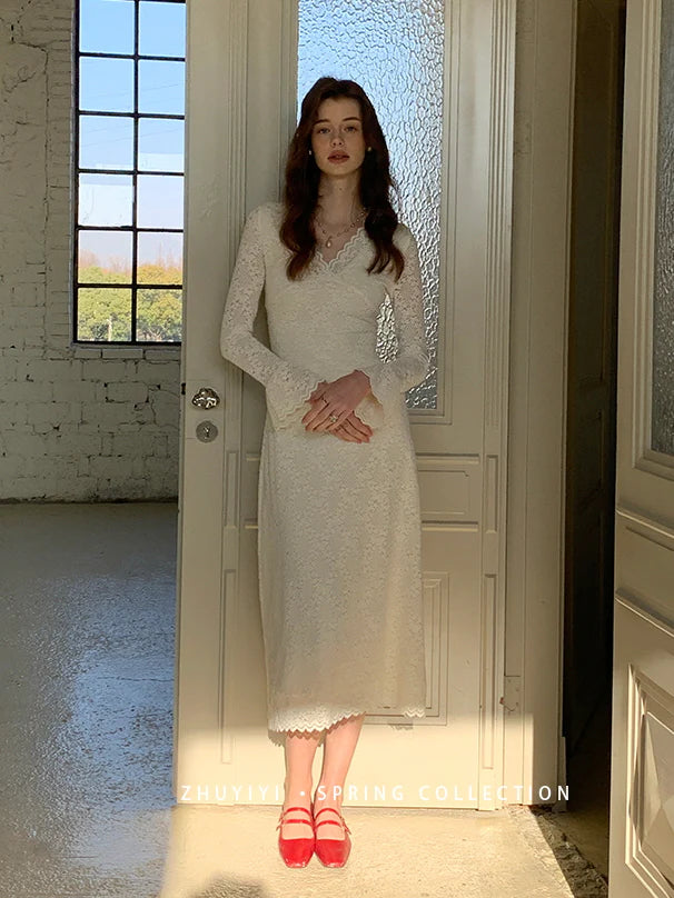 Vintage Lace Bell Sleeve Dress