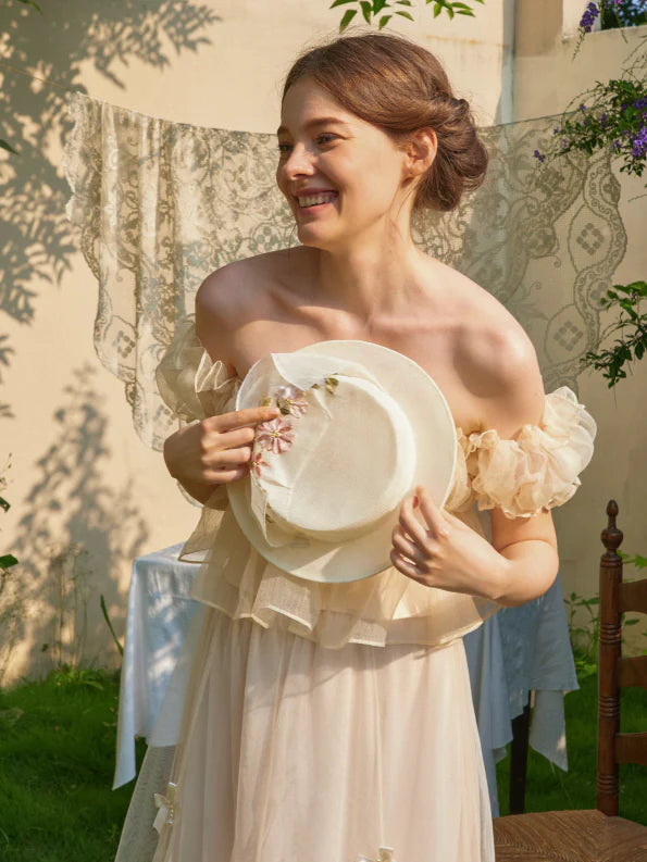 Whipped Cream Ruffle Sheer Top