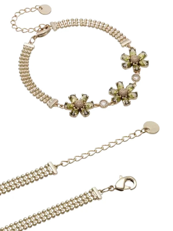 Olive Cubic Gold Beads Bracelet