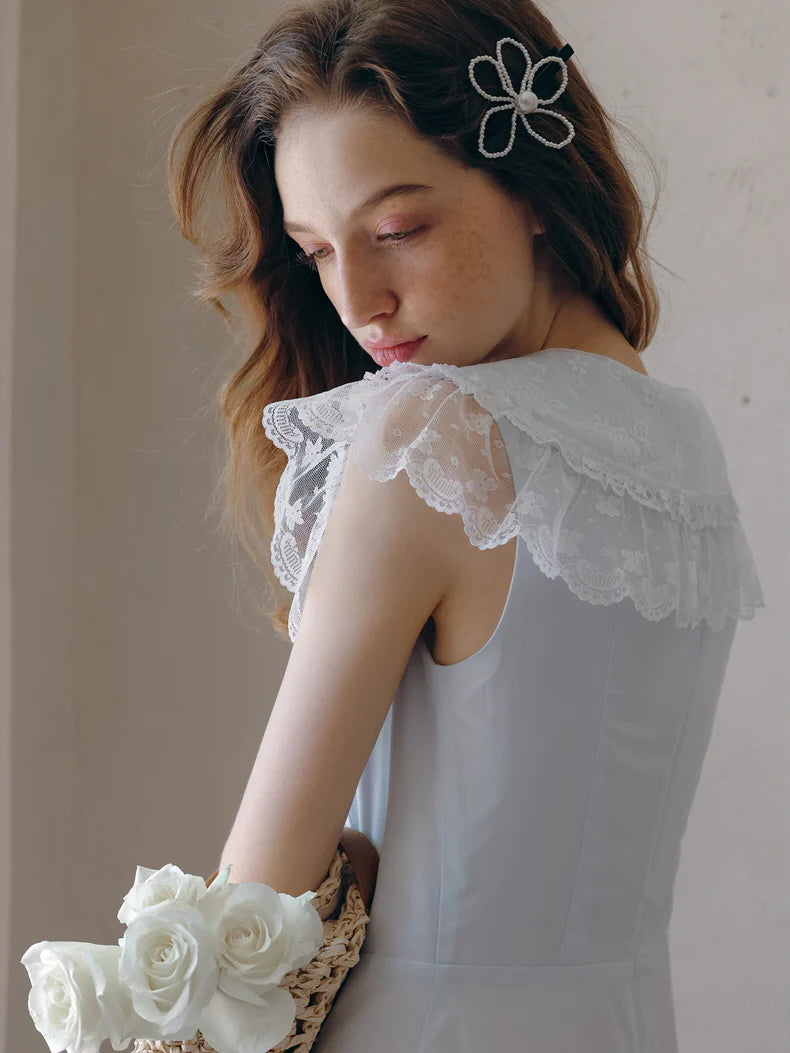 Sky Blue Lace Collar Dress