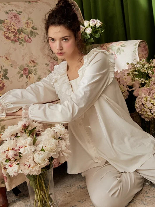 White Whisper Lace Pajama Set