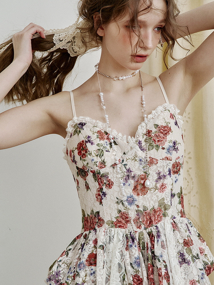 Fairytale Rose Draped Lace Dress