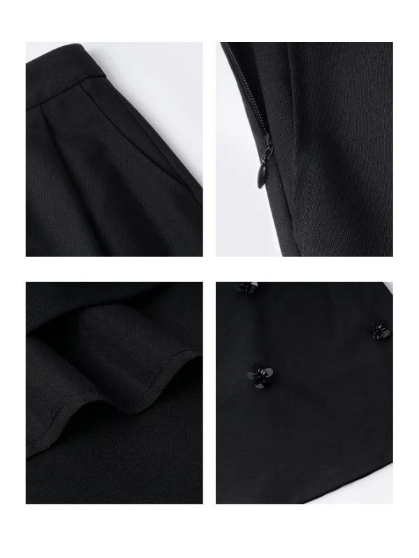 Black Vintage Floral Accent Skirt