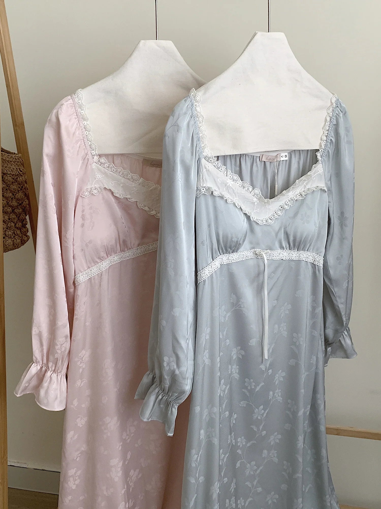 Vintage Lace Trim Silky Nightgown
