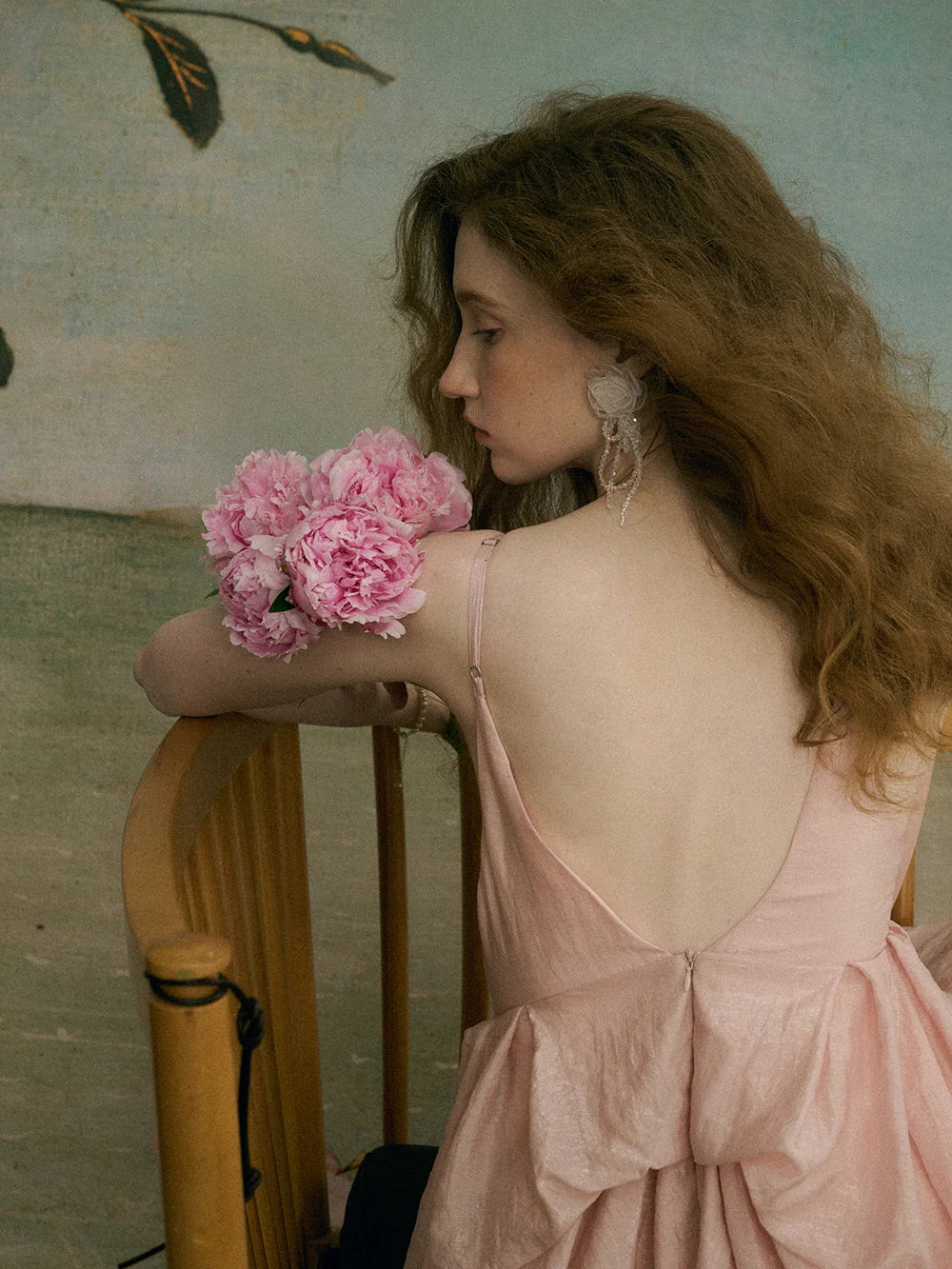 Ethereal Blush Draped Gown