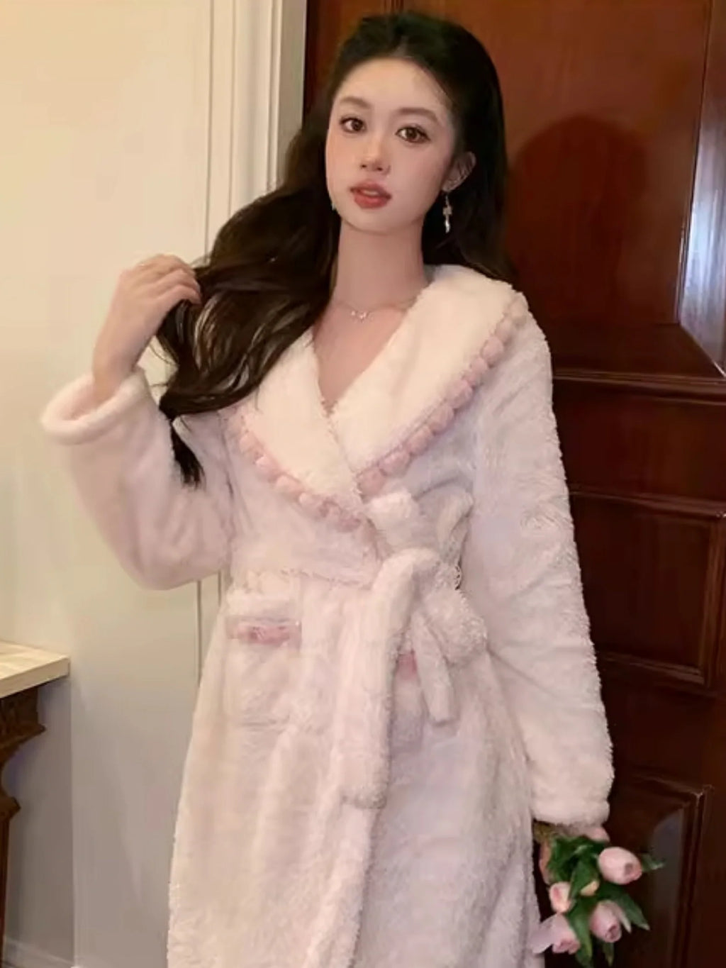 Pom Pom Velvet Winter Robe