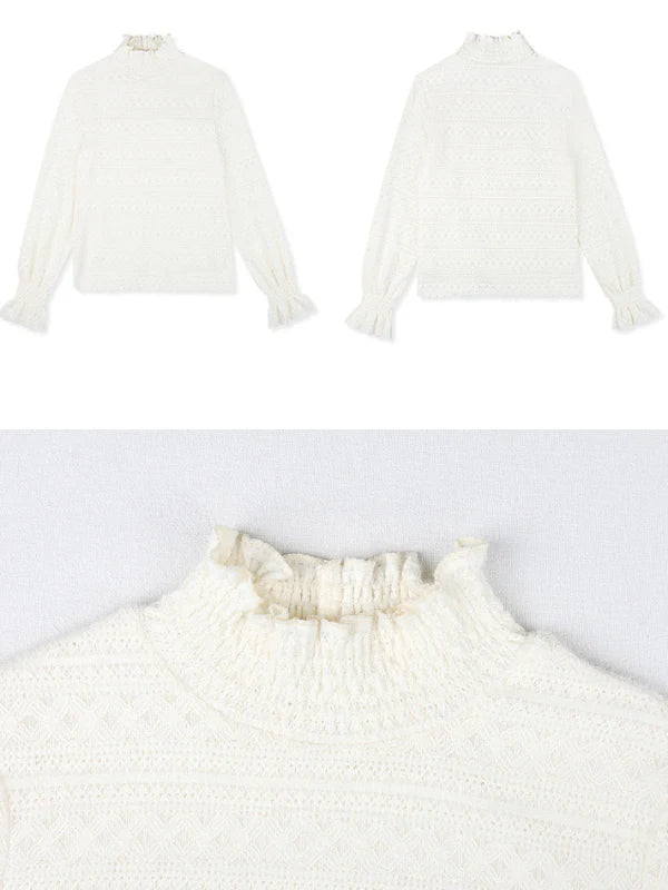 Vintage-Inspired Ruffled Lace Blouse