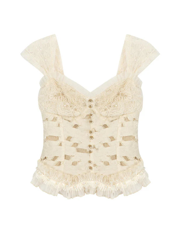 Ethereal Lace Bustier & Layered Tulle Skirt