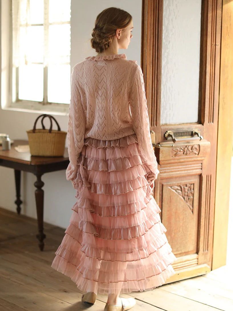 Delicate Blossom Lace Knit Sweater