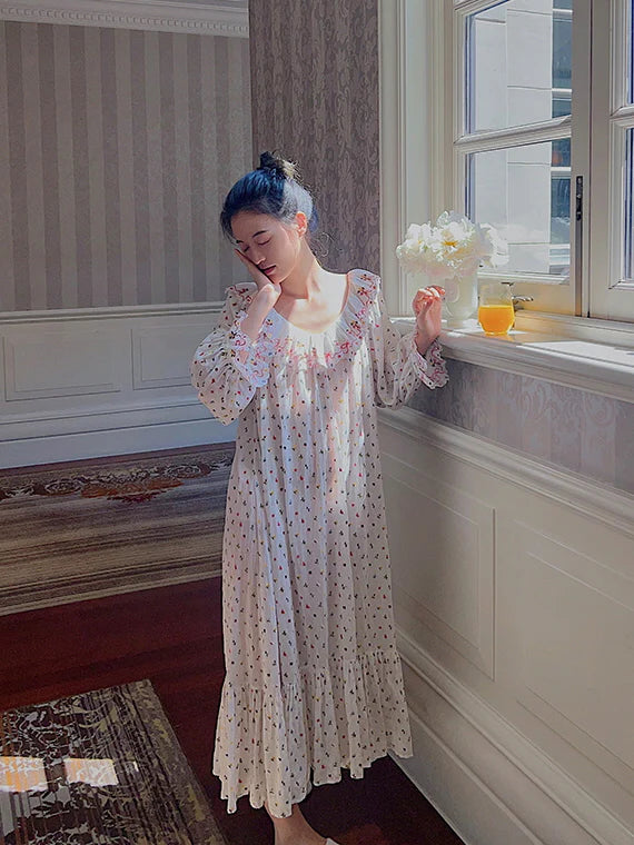 Blossom Embroidery Cotton Nightgown