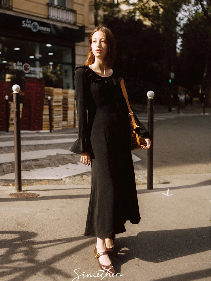 Midnight Ruffle Romance Dress