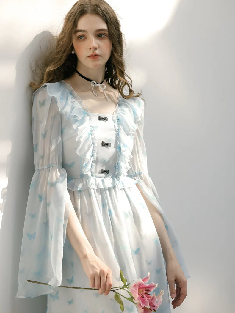 Whimsical Light Blue Butterfly Dream Dress