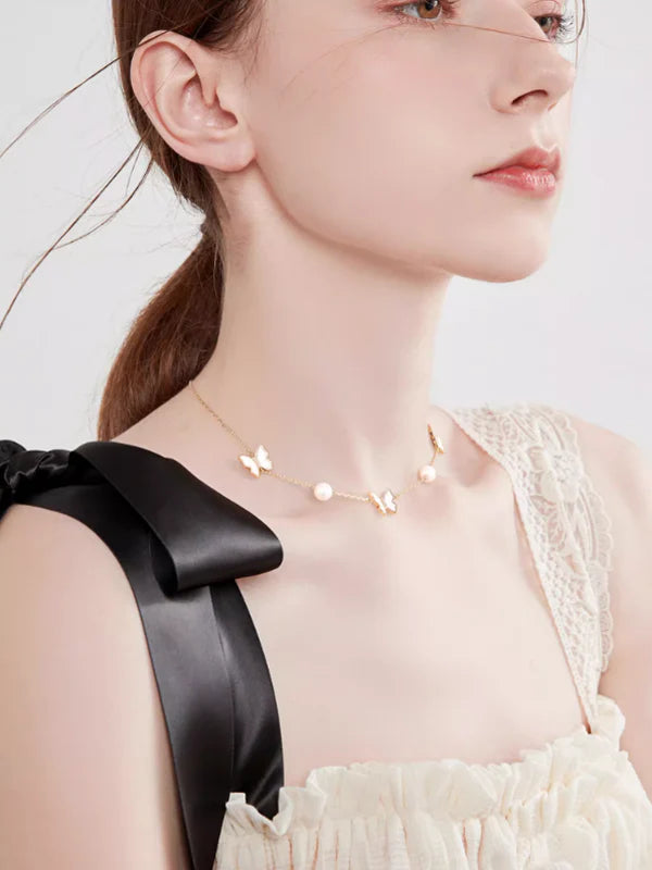 Forest Butterfly Pearl Neckless