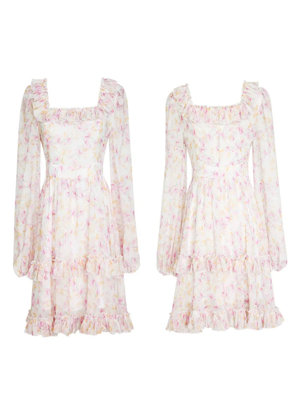 Floral Chiffon Waltz Dress
